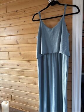 Zenana NWOT Sleeveless Blue Maxi Dress with Layered Bodice
